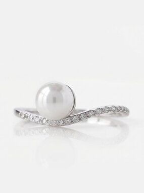 Dainty Pearl Ring, 925 Sterling Silver Charmed Aroma
